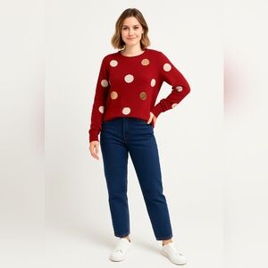 Christmas sweater with gold toned sequin sz L